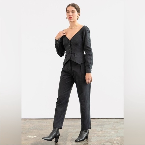 Mara Hoffman Jade Pants Washed Black Cropped Straight Leg Denim Size 4 EUC - Picture 5 of 15